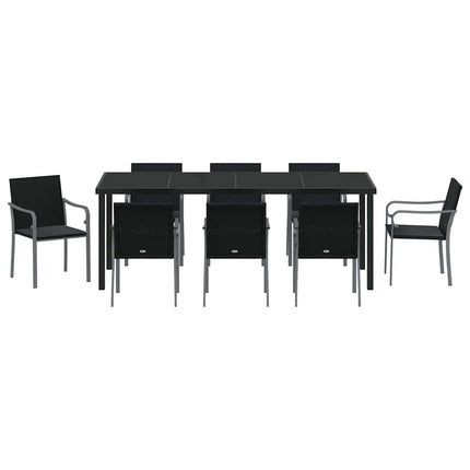 Trädgårdsmöbelset 9 pcs Svart och Grå PE Rattan
