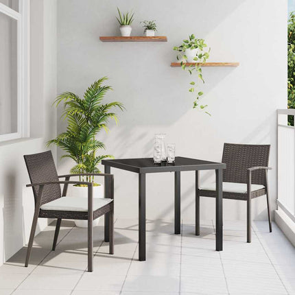 Trädgårdsmöbelset 3 pcs Brun och svart PE Rattan