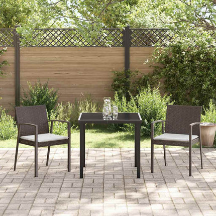 Trädgårdsmöbelset 3 pcs Brun och svart PE Rattan
