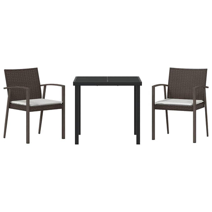 Trädgårdsmöbelset 3 pcs Brun och svart PE Rattan
