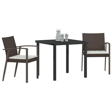 Trädgårdsmöbelset 3 pcs Brun och svart PE Rattan