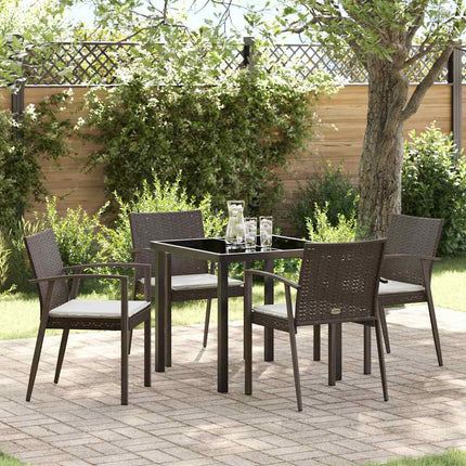 Trädgårdsmöbelset 5 pcs Brun och svart PE Rattan