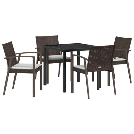 Trädgårdsmöbelset 5 pcs Brun och svart PE Rattan