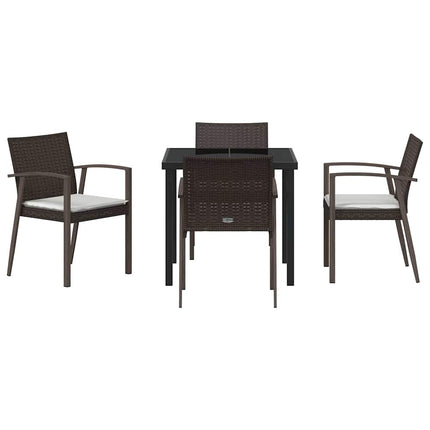 Trädgårdsmöbelset 5 pcs Brun och svart PE Rattan