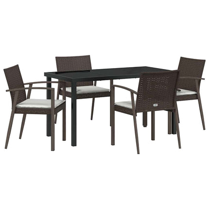Trädgårdsmöbelset 5 pcs Brun och svart PE Rattan