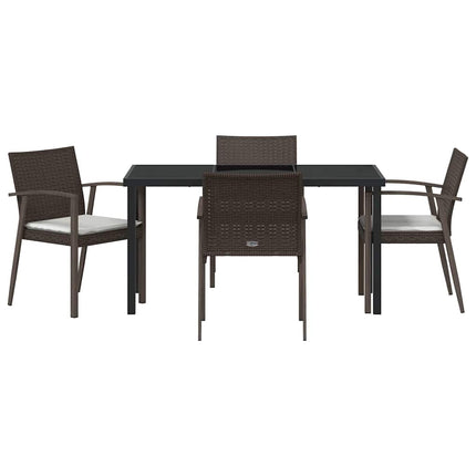Trädgårdsmöbelset 5 pcs Brun och svart PE Rattan