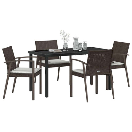 Trädgårdsmöbelset 5 pcs Brun och svart PE Rattan