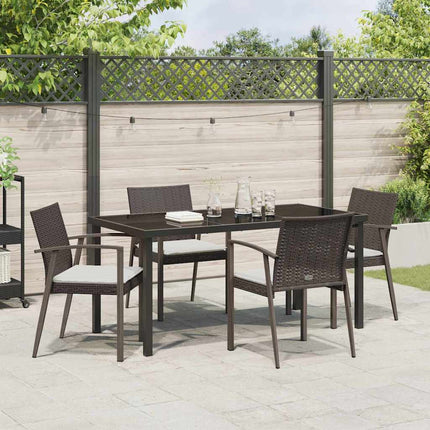Trädgårdsmöbelset 5 pcs Brun och svart PE Rattan