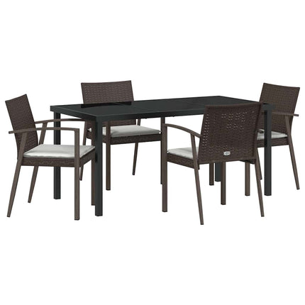 Trädgårdsmöbelset 5 pcs Brun och svart PE Rattan