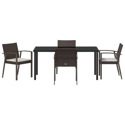 Trädgårdsmöbelset 5 pcs Brun och svart PE Rattan
