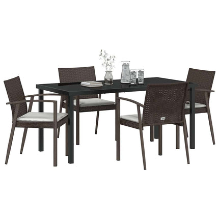 Trädgårdsmöbelset 5 pcs Brun och svart PE Rattan