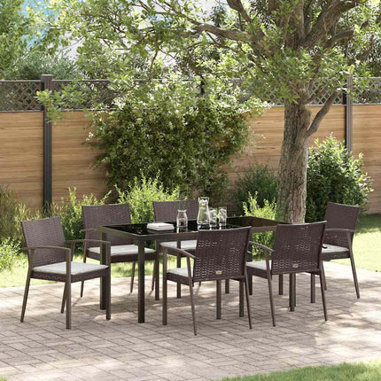 Trädgårdsmöbelset 7 pcs Brun och svart PE Rattan