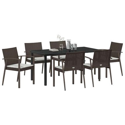 Trädgårdsmöbelset 7 pcs Brun och svart PE Rattan