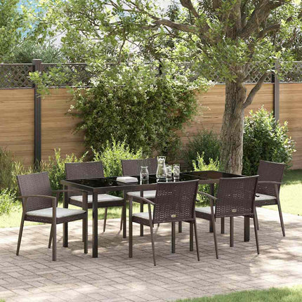 Trädgårdsmöbelset 7 pcs Brun och svart PE Rattan