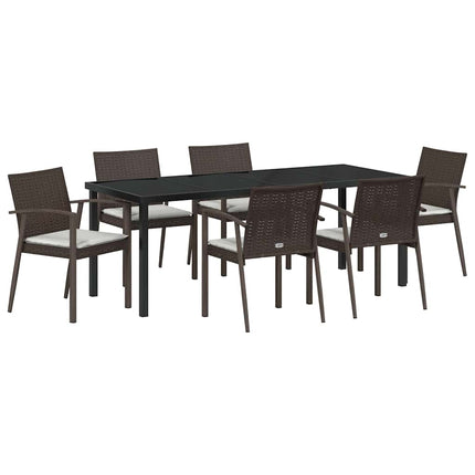 Trädgårdsmöbelset 7 pcs Brun och svart PE Rattan