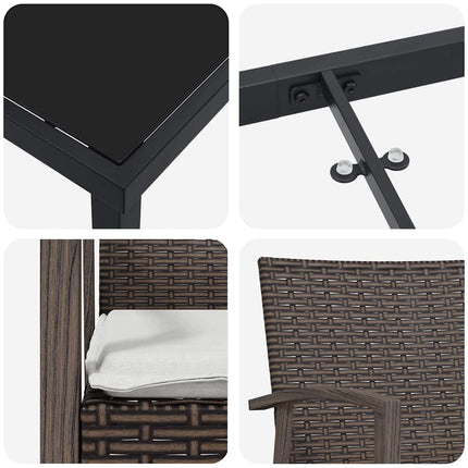 Trädgårdsmöbelset 9 pcs Brun och svart PE Rattan