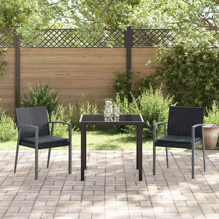 Trädgårdsmöbelset 3 pcs Svart och Grå PE Rattan
