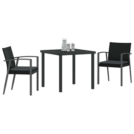 Trädgårdsmöbelset 3 pcs Svart och Grå PE Rattan