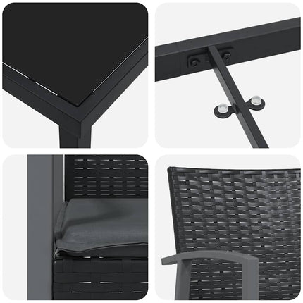 Trädgårdsmöbelset 5 pcs Svart och Grå PE Rattan