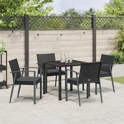 Trädgårdsmöbelset 5 pcs Svart och Grå PE Rattan