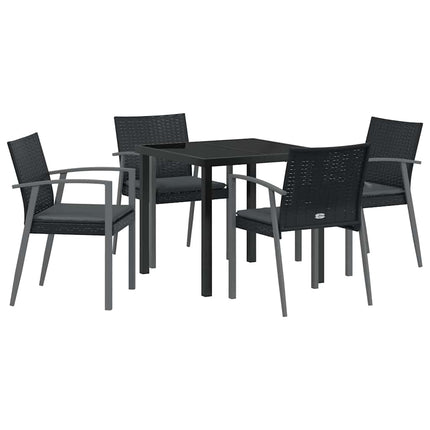 Trädgårdsmöbelset 5 pcs Svart och Grå PE Rattan