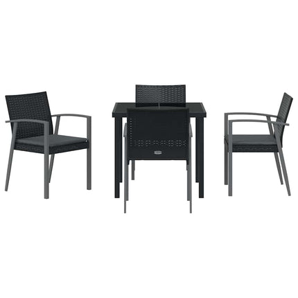 Trädgårdsmöbelset 5 pcs Svart och Grå PE Rattan
