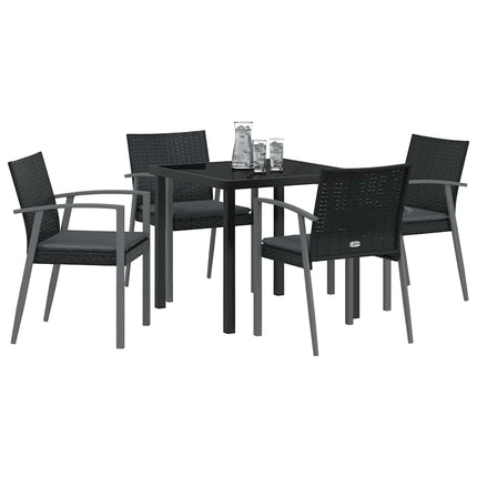 Trädgårdsmöbelset 5 pcs Svart och Grå PE Rattan