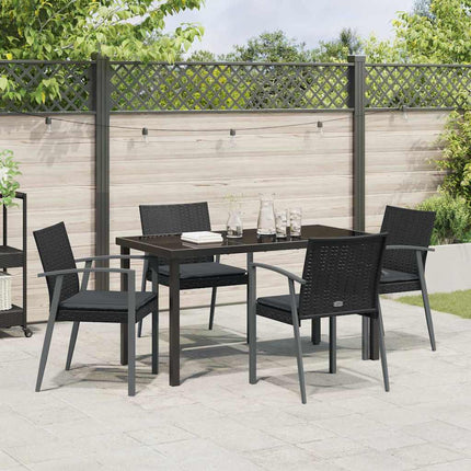 Trädgårdsmöbelset 5 pcs Svart och Grå PE Rattan