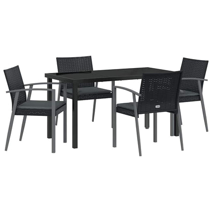 Trädgårdsmöbelset 5 pcs Svart och Grå PE Rattan