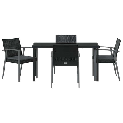 Trädgårdsmöbelset 5 pcs Svart och Grå PE Rattan