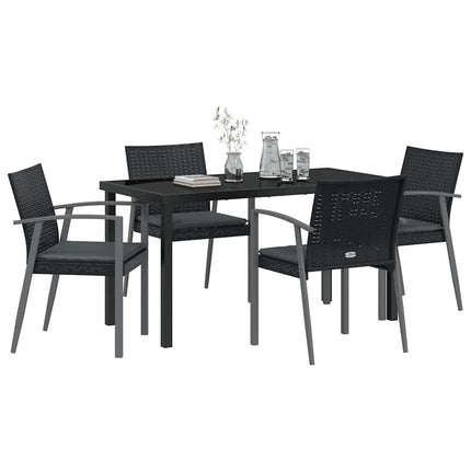 Trädgårdsmöbelset 5 pcs Svart och Grå PE Rattan