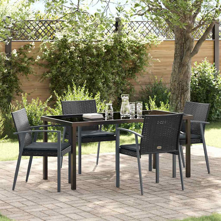 Trädgårdsmöbelset 5 pcs Svart och Grå PE Rattan