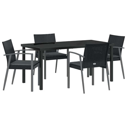 Trädgårdsmöbelset 5 pcs Svart och Grå PE Rattan