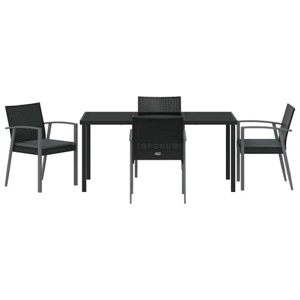 Trädgårdsmöbelset 5 pcs Svart och Grå PE Rattan