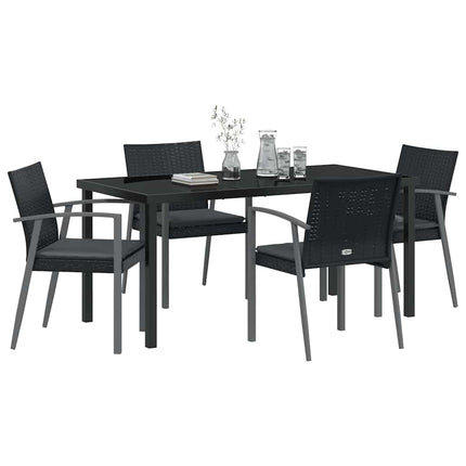 Trädgårdsmöbelset 5 pcs Svart och Grå PE Rattan