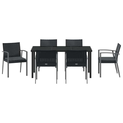 Trädgårdsmöbelset 7 pcs Svart och Grå PE Rattan
