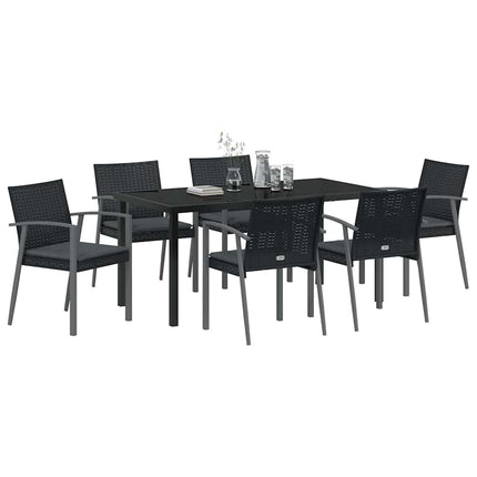 Trädgårdsmöbelset 7 pcs Svart och Grå PE Rattan