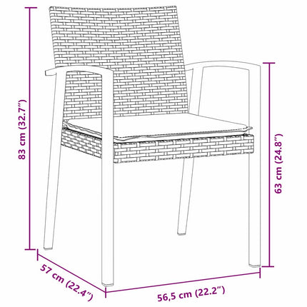 Trädgårdsmöbelset 7 pcs Svart och Grå PE Rattan