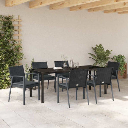 Trädgårdsmöbelset 7 pcs Svart och Grå PE Rattan