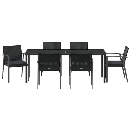 Trädgårdsmöbelset 7 pcs Svart och Grå PE Rattan