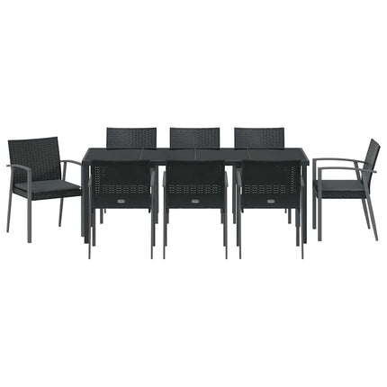 Trädgårdsmöbelset 9 pcs Svart och Grå PE Rattan