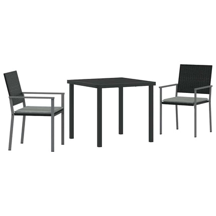 Trädgårdsmöbelset 3 pcs Svart och Ljusgrå PE Rattan