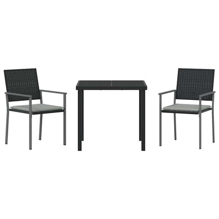 Trädgårdsmöbelset 3 pcs Svart och Ljusgrå PE Rattan