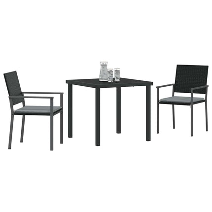 Trädgårdsmöbelset 3 pcs Svart och Ljusgrå PE Rattan