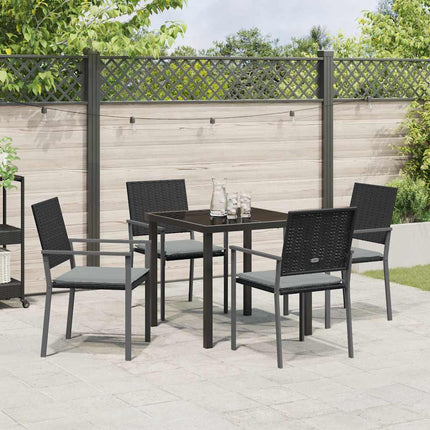 Trädgårdsmöbelset 5 pcs Svart och Ljusgrå PE Rattan