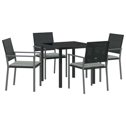Trädgårdsmöbelset 5 pcs Svart och Ljusgrå PE Rattan