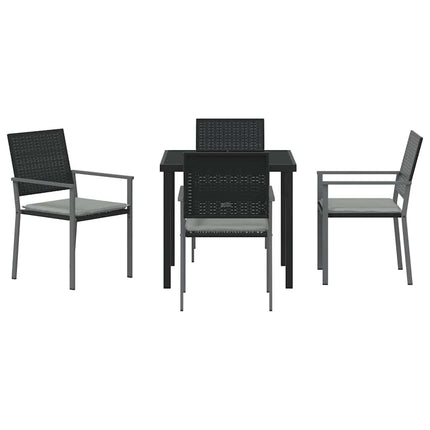 Trädgårdsmöbelset 5 pcs Svart och Ljusgrå PE Rattan