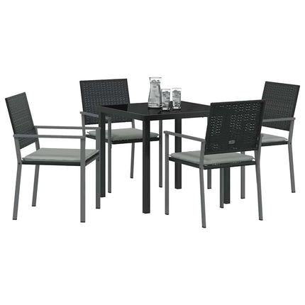 Trädgårdsmöbelset 5 pcs Svart och Ljusgrå PE Rattan