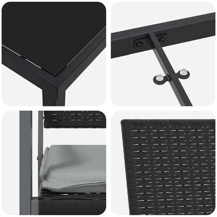 Trädgårdsmöbelset 5 pcs Svart och Ljusgrå PE Rattan