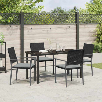 Trädgårdsmöbelset 5 pcs Svart och Ljusgrå PE Rattan